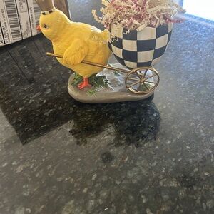 NIB MacKenzie Childs “which came before chicken or egg” courtly check figurine